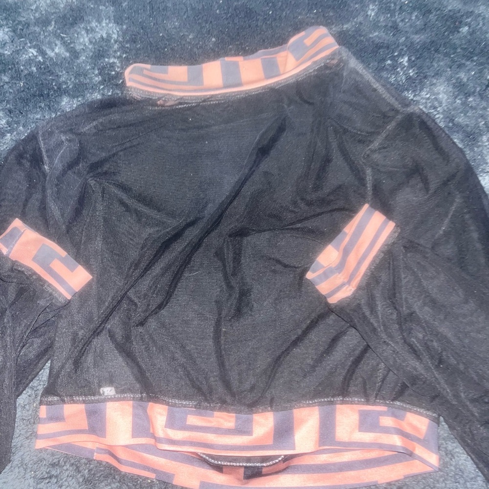 Striped Black and Brown See-Through Crop Top